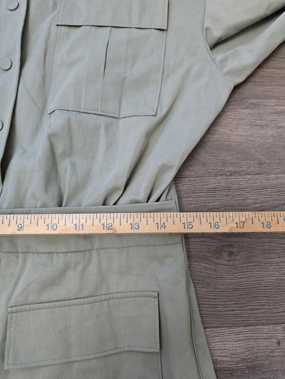 Mare Mare Long-Sleeve Utility Romper Anthropologie khaki Medium - Picture 10 of 15